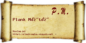 Plank Máté névjegykártya