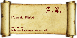 Plank Máté névjegykártya